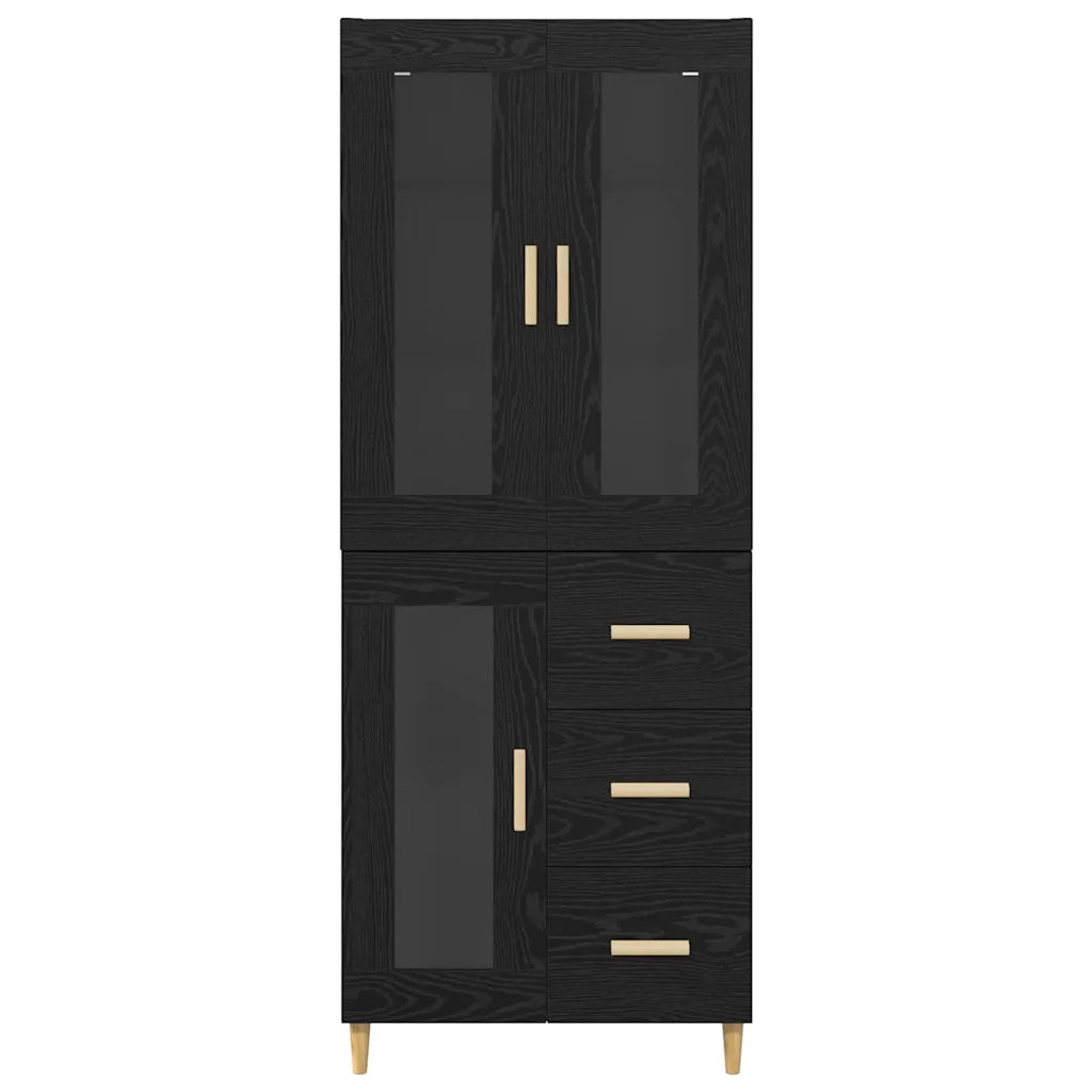 Credenza-Buffet-Armadio da cucina Rovere Nero 69,5 x 34 x 180 cm Legno multistrato 583852