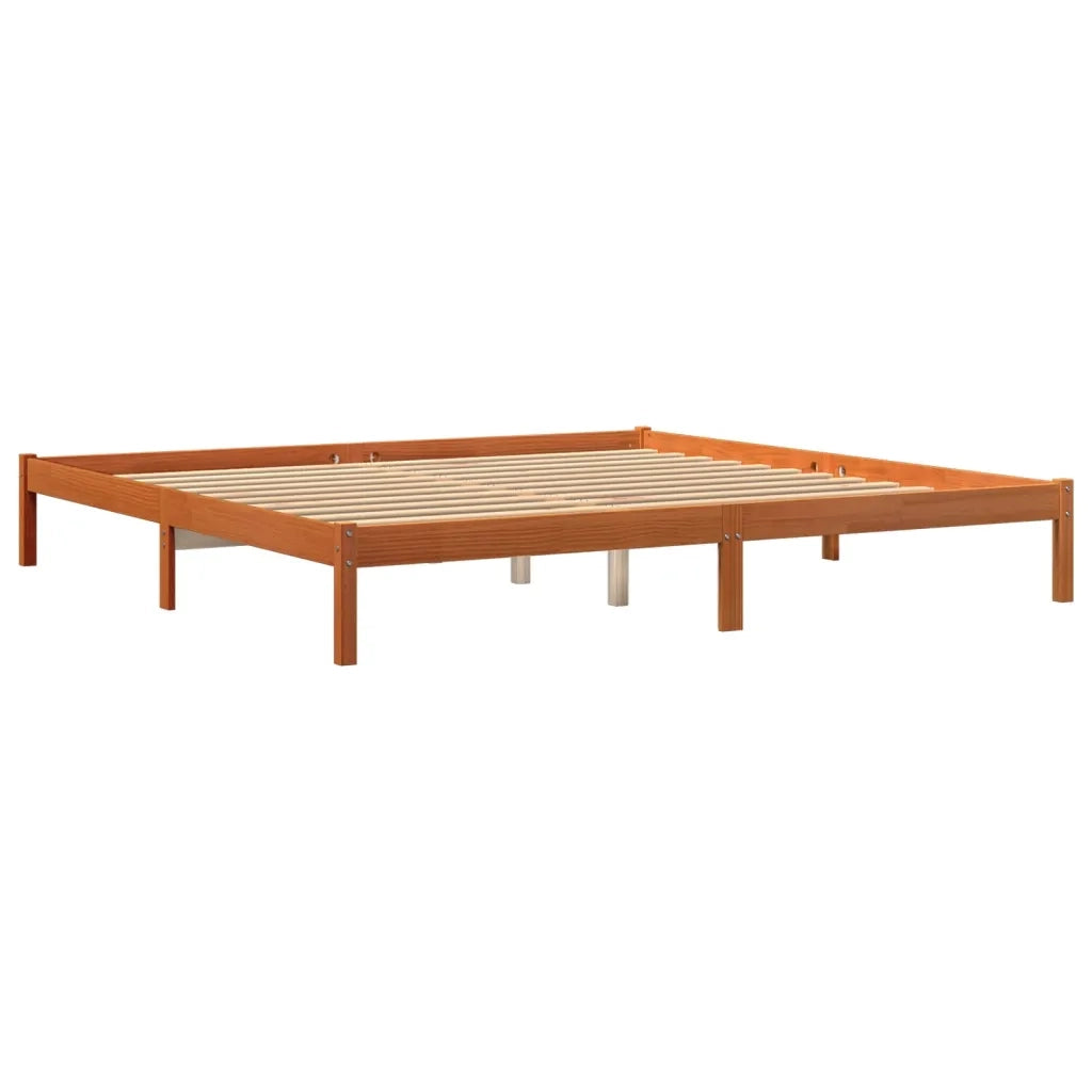 Giroletto senza Materasso-Struttura Letto Marrone Cera 200x200 cm Legno di Pino 269565