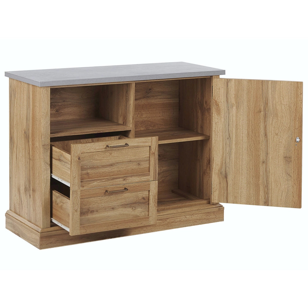 Madia credenza Finitura Legno Chiaro 100 x 40 x 79 cm Armadio 1 Anta con 2 Cassetti