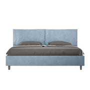 Letto Matrimoniale King Size 200x210 cm con Rete e Contenitore Imbottito in Microfibra Antea Large Azzurro