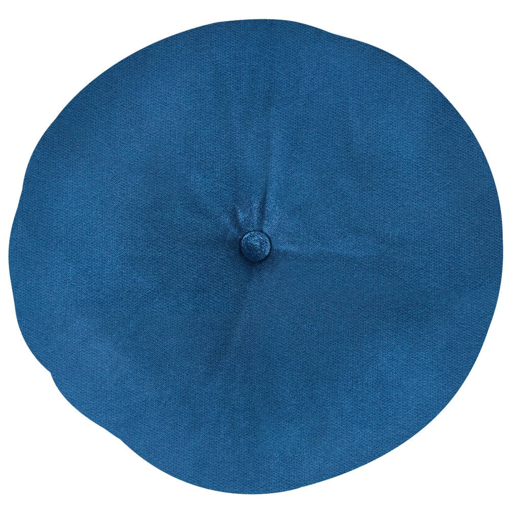 Divano Velluto Blu 3 Posti Testa Chiodo Bottone Cuscini Trapuntati Braccia Arrotolate Glam