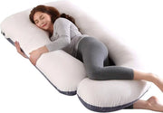 Sostegno per la gravidanza - Cuscino full-body - Forma U grande - Supporto per gravidanza e upgrade - Copertura in pelle di velluto rimovibile e lavabile - Pelle di velluto grigia e bianca