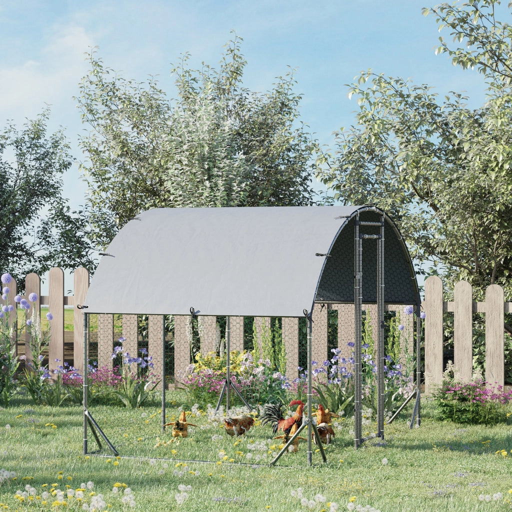 Recinto per Galline in Metallo Galvanizzato con Tetto ¨C Minimal ¨C Argento 280x190x197 cm