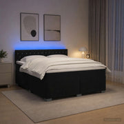 Letto con Box Spring, Materasso e LED Nero 160 x 200 cm Velluto 3452206