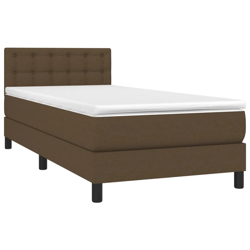 Giroletto a Molle con Materasso-Struttura Letto Marrone Scuro 100x200cm Tessuto 347533
