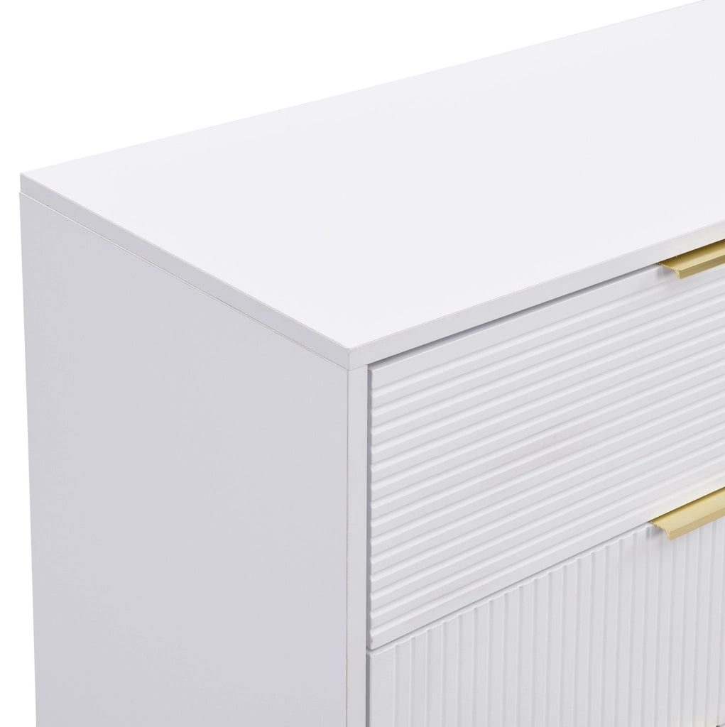 Sideboard moderno 120x38x80;5 cm in MDF bianco e oro con 3 cassetti e 2 ante
