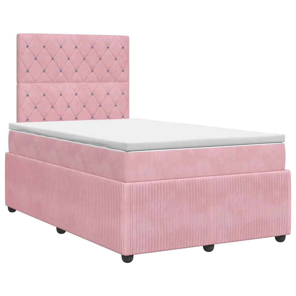 Letto box spring con materasso Rosa 120 x 190 cm Velluto 3454564