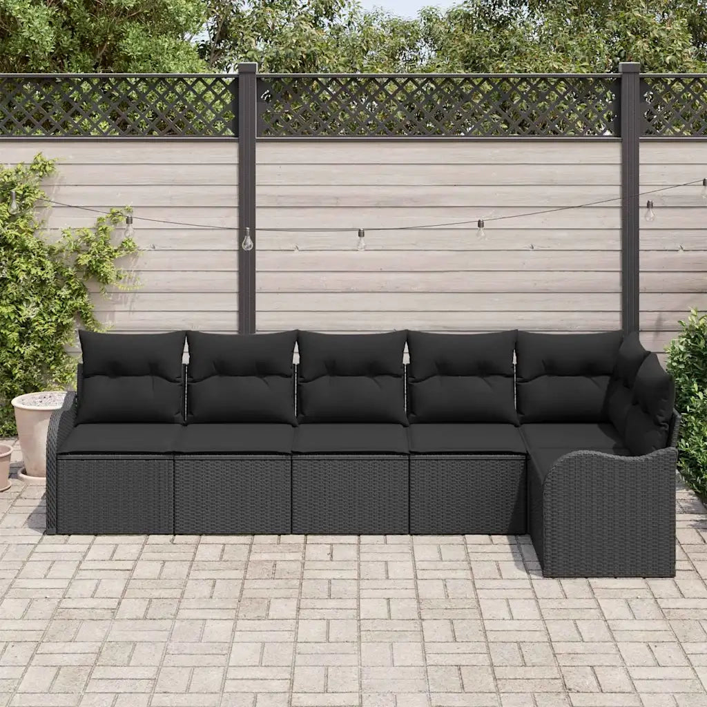 Set Divano da Giardino Nero polyrattan