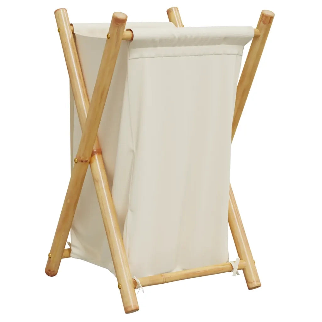 Cesto per Biancheria Bianco Crema 41,5x36x63,5 cm in Bamb¨´ CFW1699155