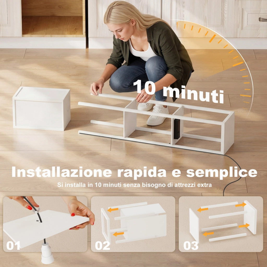 Lampada da Terra 26x26x160 cm Struttura con Ripiani Luce Regolabile Interruttore a Pedale e Porte USB in MDF Bianco