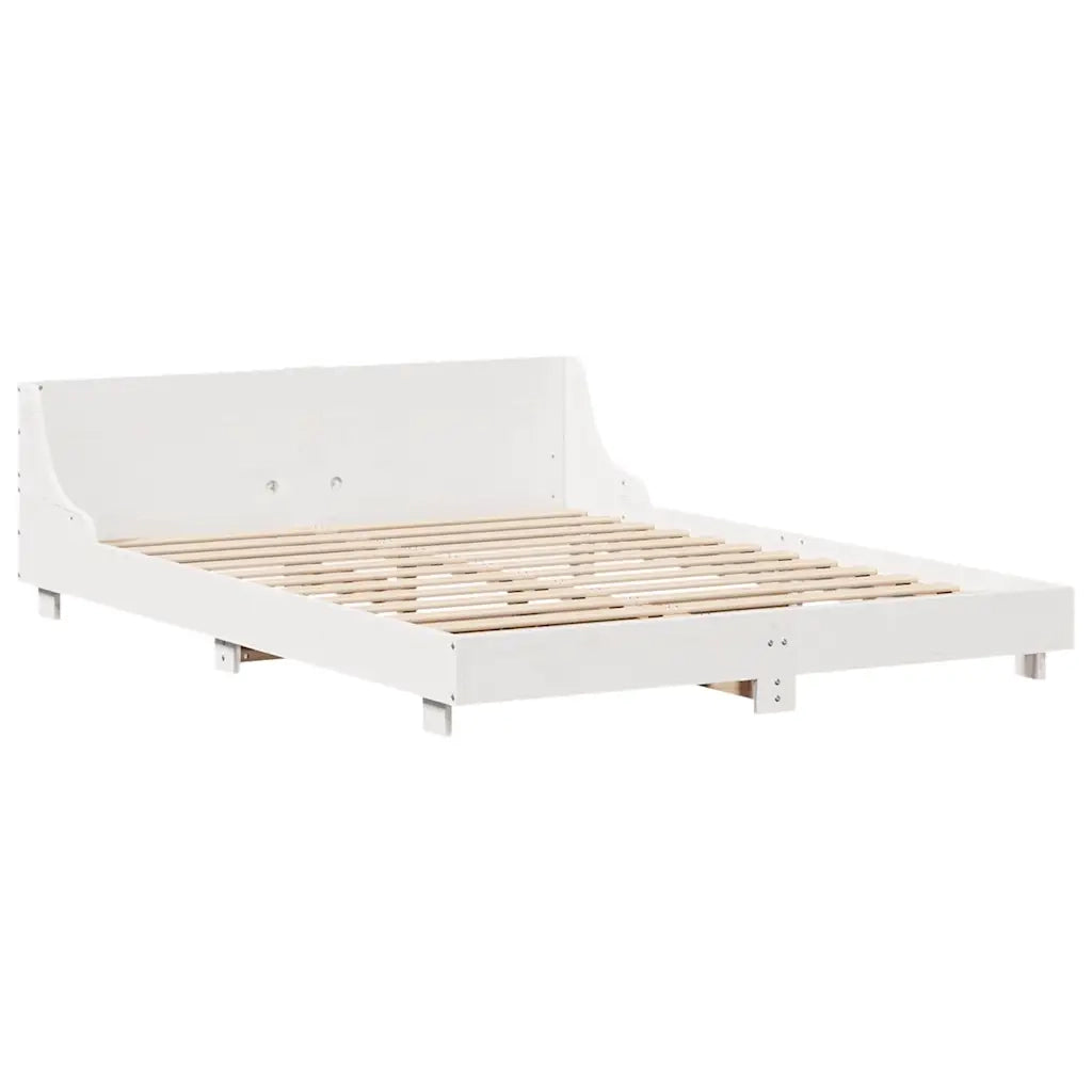 Giroletto senza Materasso Bianco 160x200 cm Legno Massello Pino 3323645