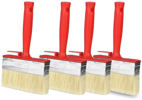 Spazzola per superfici 4 pezzi - Spazzola per levigatura - Spazzola per pareti - Setole di pelo - Per verniciature a base di solvente - Facile da pulire - Spazzola