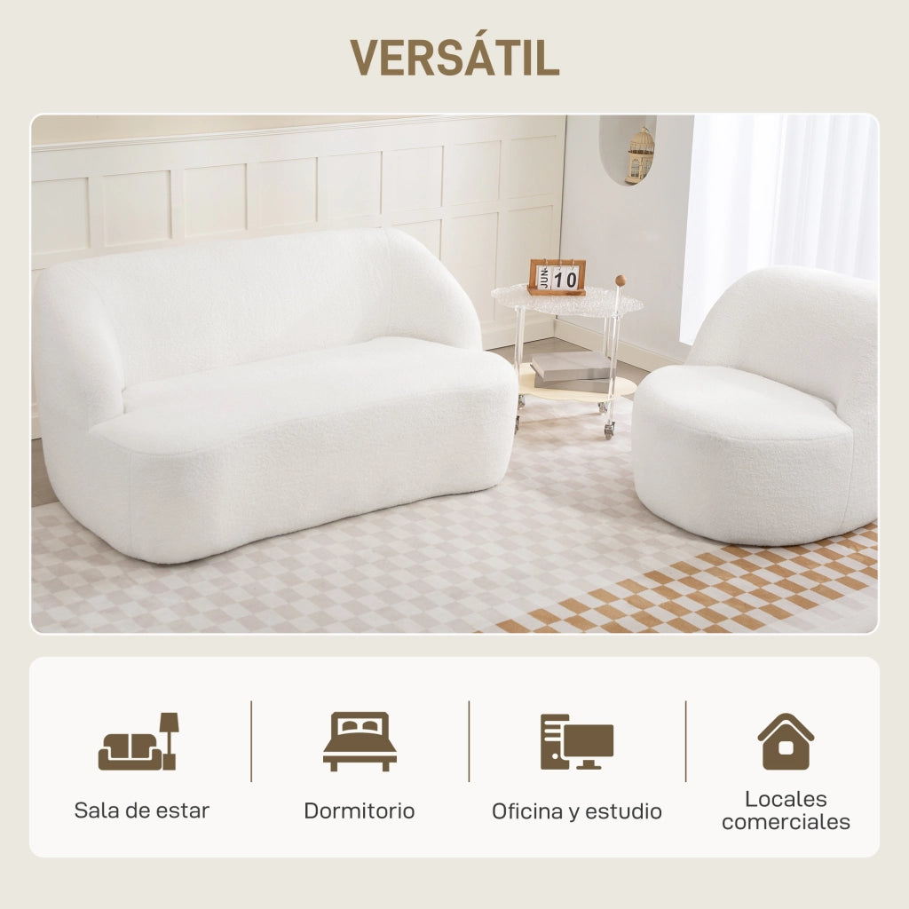 Divano 2 posti in borreguito ¨C Xylo ¨C Curvo trapuntato crema 142 cm