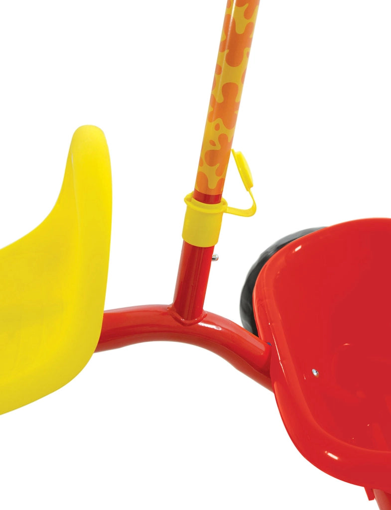 Triciclo a Pedali Primi Passi per Bambini con Maniglione Genitoriale Rimovibile e Vano Contenitore Bing Rosso