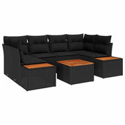 Set Divano da Giardino con cuscino 6 pcs Nero Poly Rattan 3348034