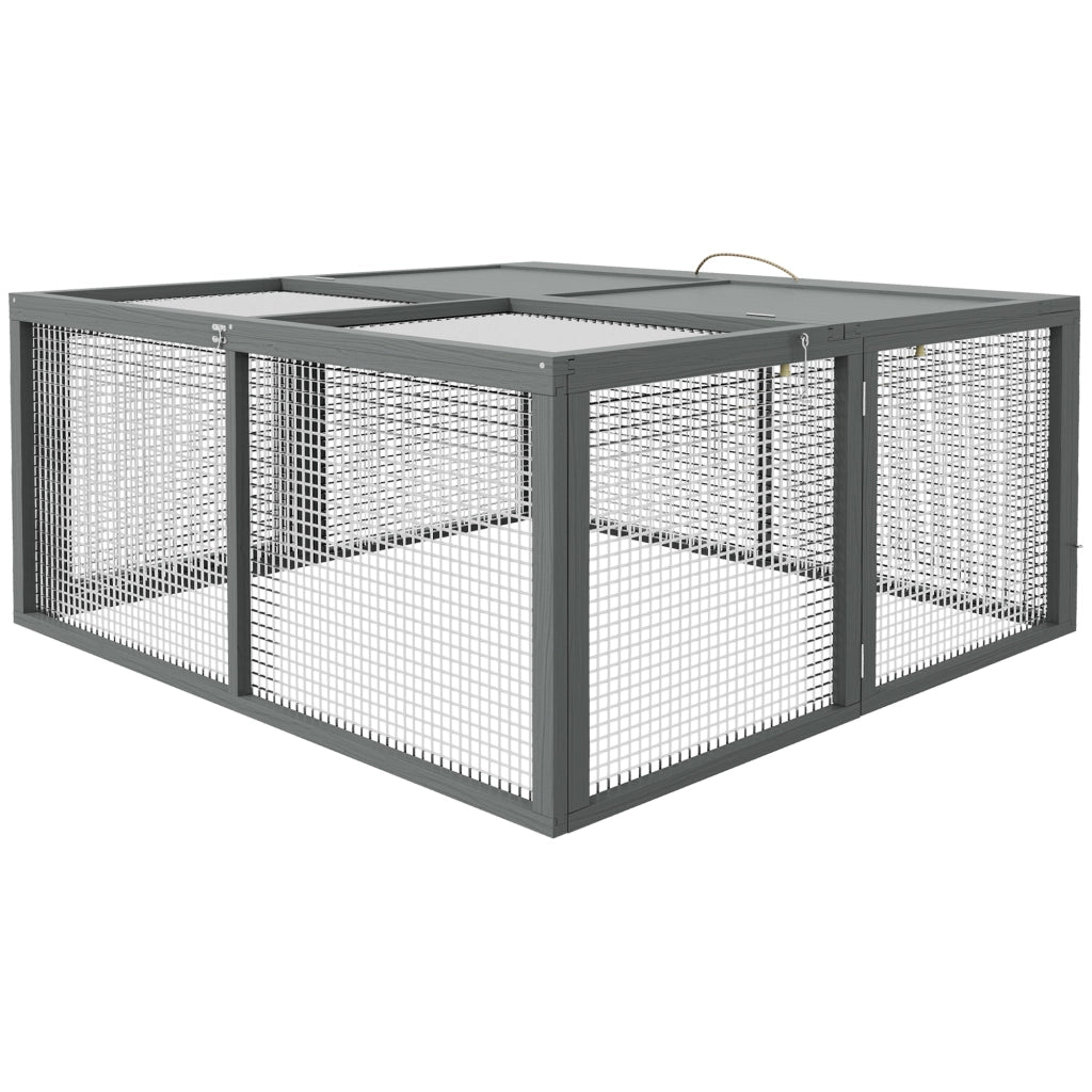 Gabbia pieghevole per conigli ¨C Xylo ¨C grigio 110x105x50 cm con maniglia apribile