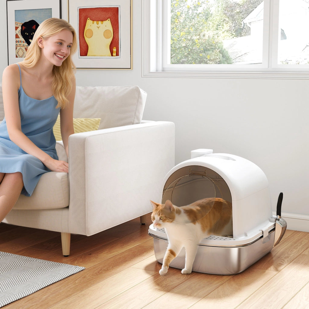 Casetta igienica per gatti chiusa ¨C zephmum ¨C 52.4x41.3x39.9 cm bianco