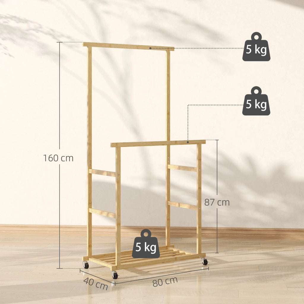 Appendiabiti con ruote e scarpiera in bamb¨´ ¨C zephmum ¨C 80x40x160 cm