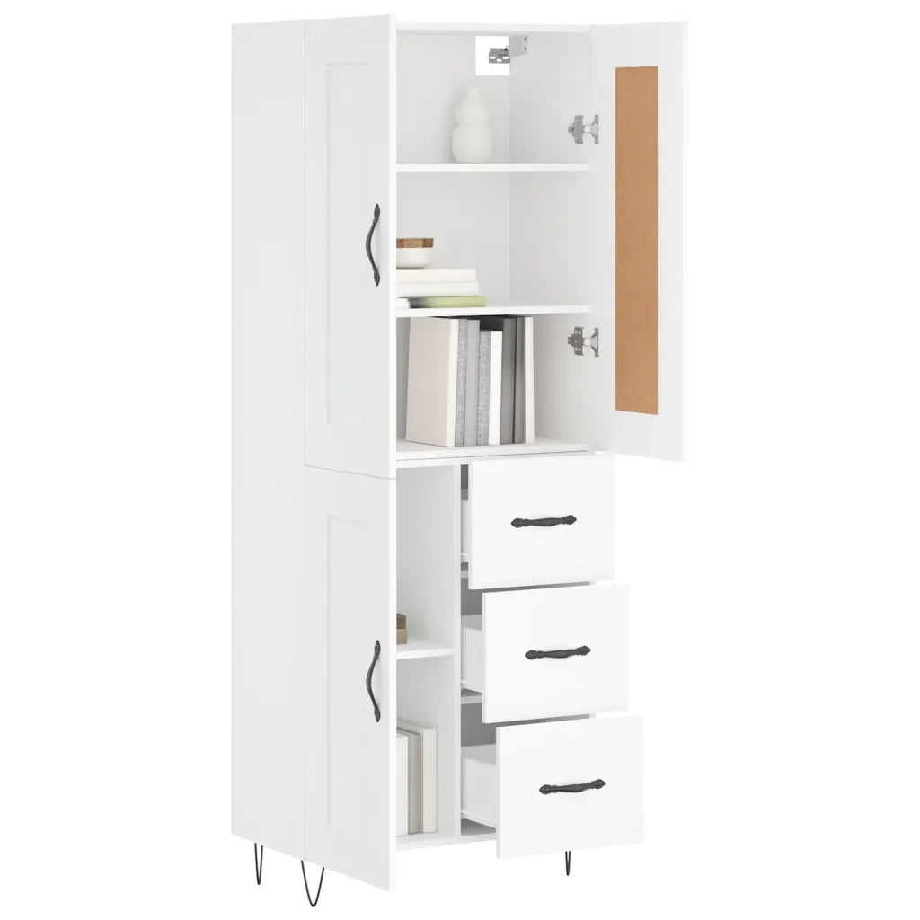 Credenza-Buffet-Armadio da cucina Bianca 69,5x34x180 cm in Legno Multistrato 759253