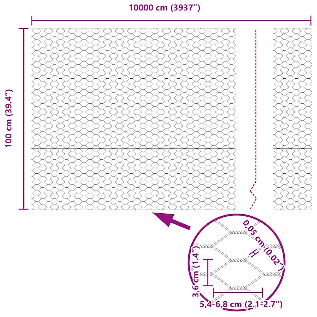 Recinzione Esagonale Argento 1 x 100 m Acciaio zincato 42005755