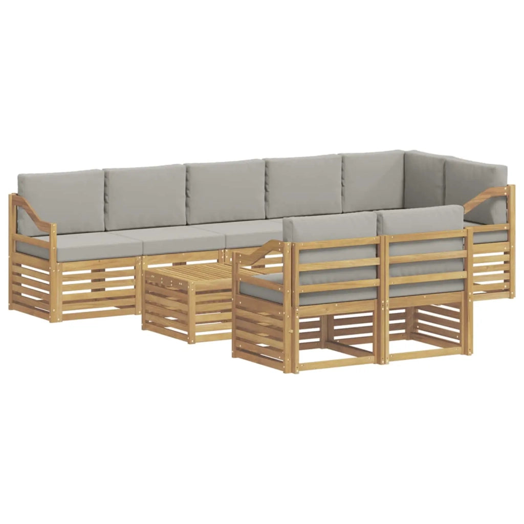 Set di divani da esterno 9 pcs Bianco e Grigio Chiaro 3392091