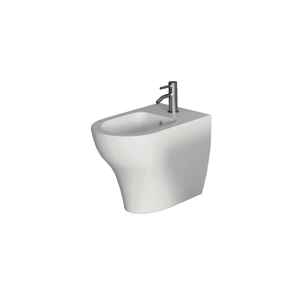 Coppia Di Sanitari Alice Ceramica Da Terra Filo Muro Senza Brida Bianco Opaco "Unica"