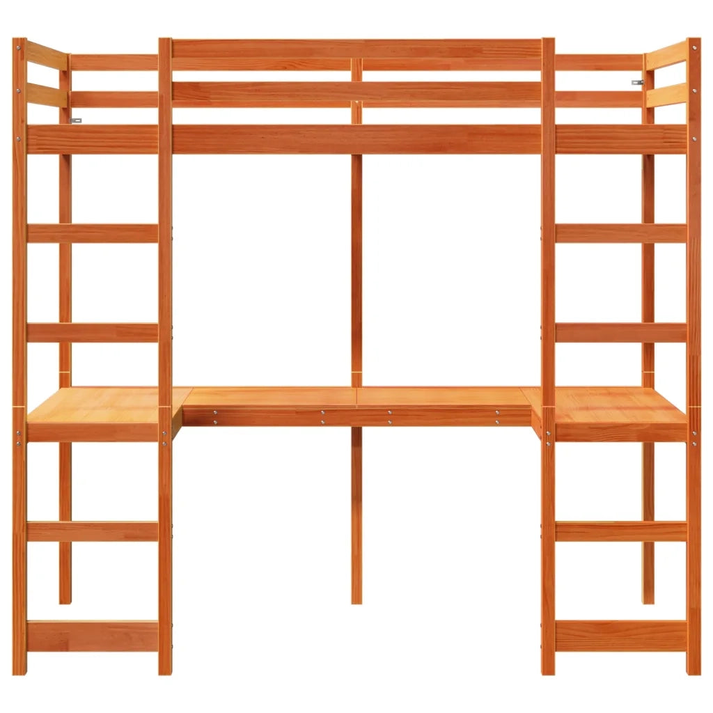 Giroletto Soppalco senza Materasso-Struttura Letto Marrone Cera 75x190cm Pino 915839