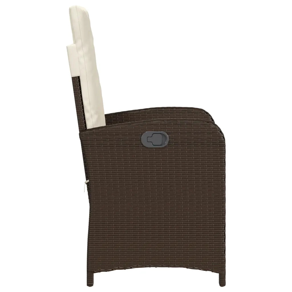 Sedia Reclinabile da Giardino con Cuscini Marrone in Polyrattan 365162