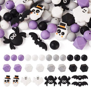 Set di perline in silicone 64 pezzi - Tema Halloween - Forme miste - Colori misti - Creazione di gioielli - Artigianato DIY - Dimensioni variabili