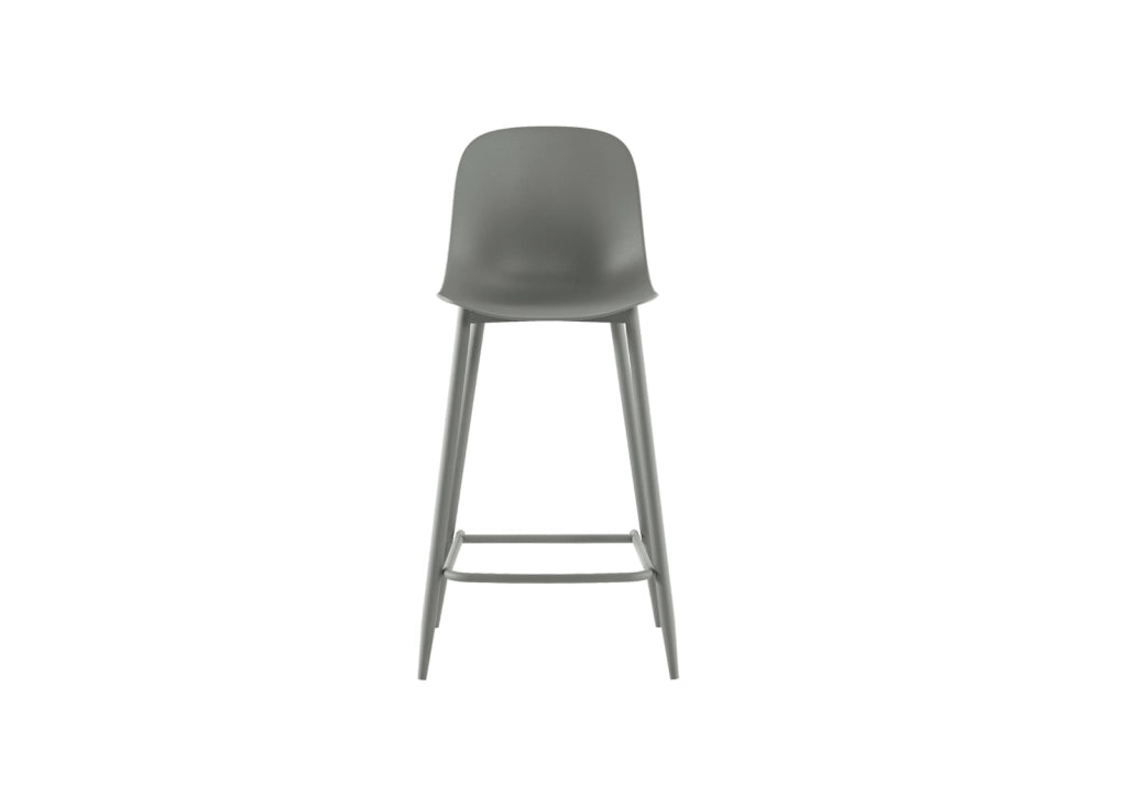 Sgabello Frida in Polipropilene Grigio Chiaro con Gambe in Metallo Nero, Design Scandinavo, Seduta Ergonomica - Om/Frida