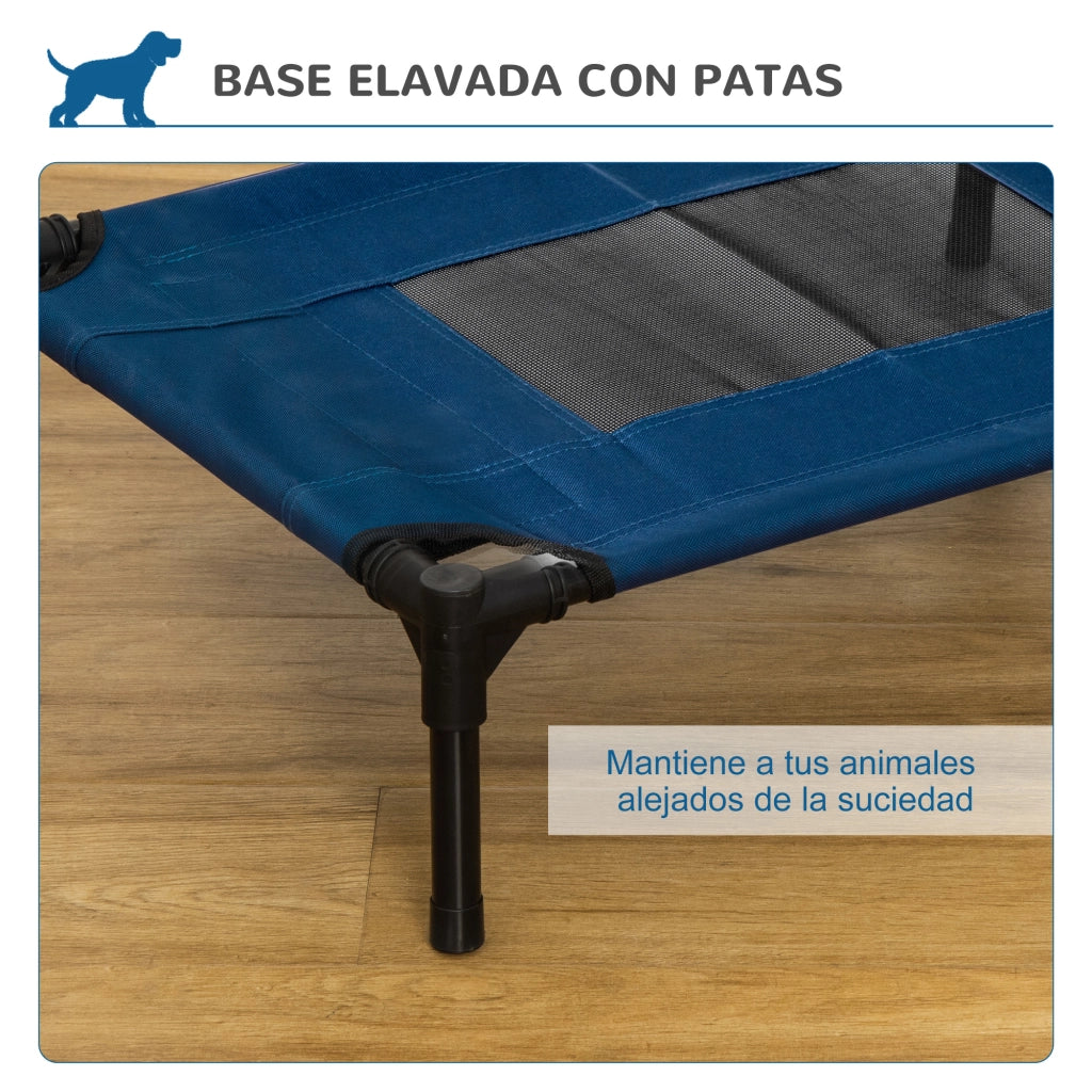 Letto per Cani Gatti Portatile con Zona a Maglia e Tela Oxford ¨C zephmum ¨C 61x46x18 cm Blu
