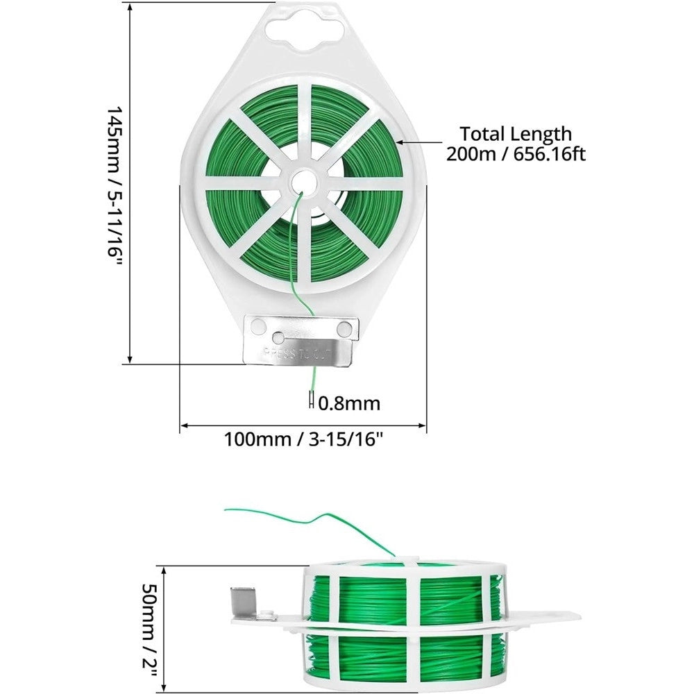 Trade Shop - Filo Per Rilegatura Verde Con Taglierina Integrata 60 Metri Per Piante Fiori -