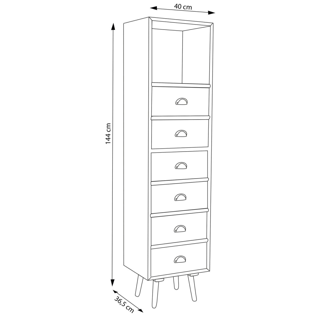 Cassettiera per soggiorno Industrial in Legno cm 40x36 5x144 - WILLY