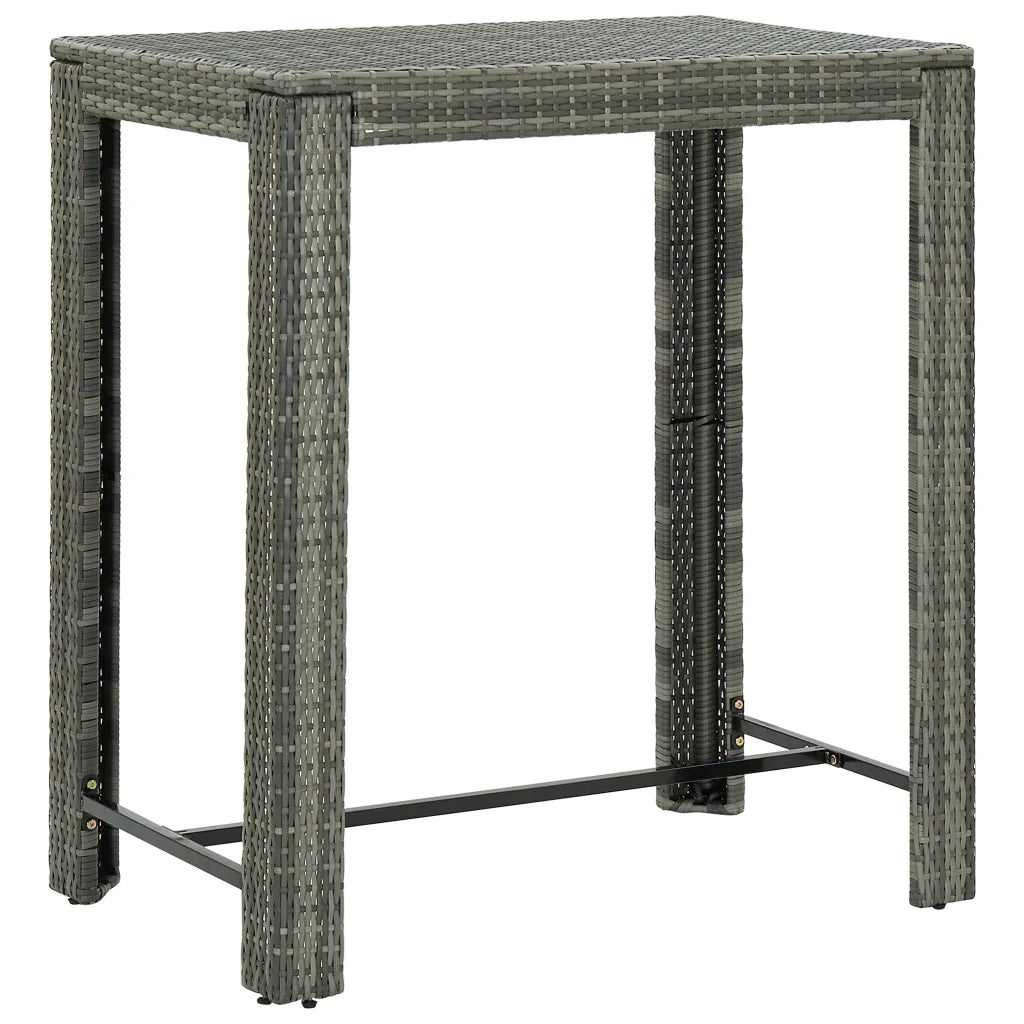 Set Bar Giardino 5pz | Set Salotto da Giardino Grigio Polyrattan e Legno Massello Acacia