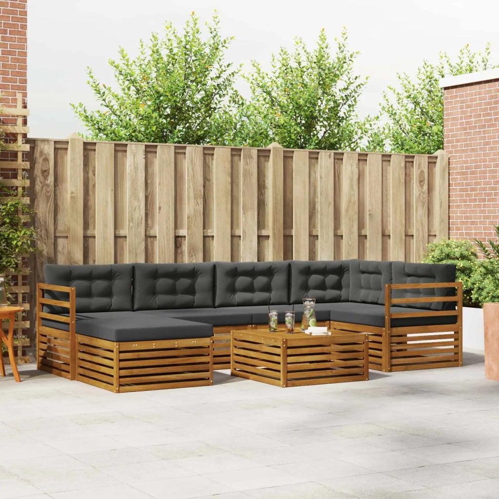 Set di divani da esterno con cuscino 7 pcs Naturale e Antracite 3373762