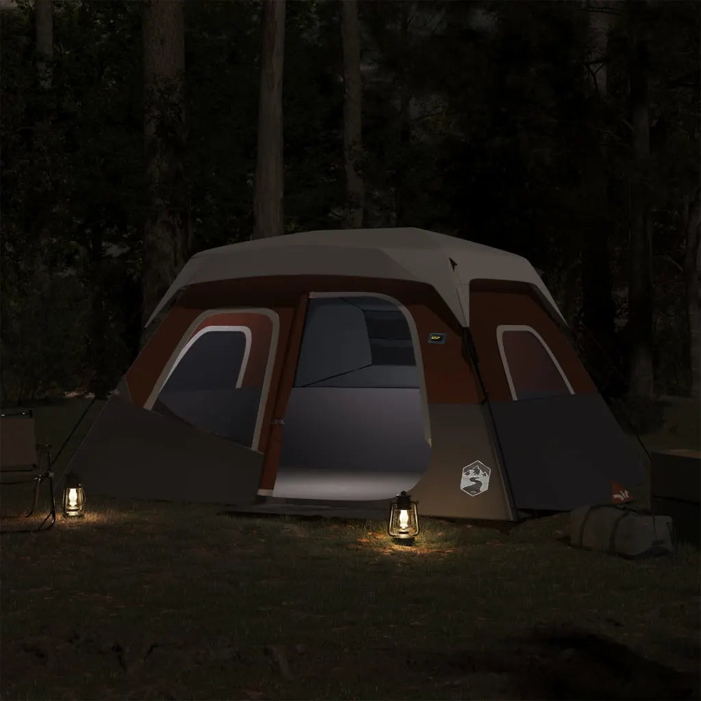 Tenda Famiglia LED 6 Persone Grigio/Arancione Rilascio Rapido 94309