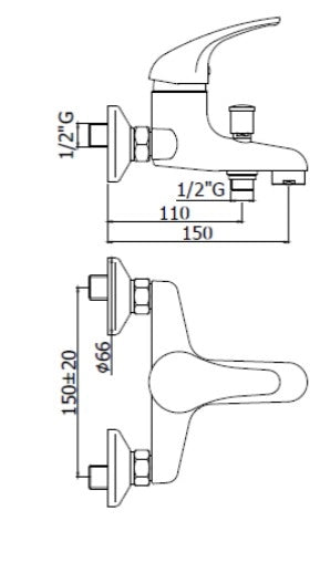Miscelatore per Vasca con Duplex e Doccino Cromato serie PEGASO