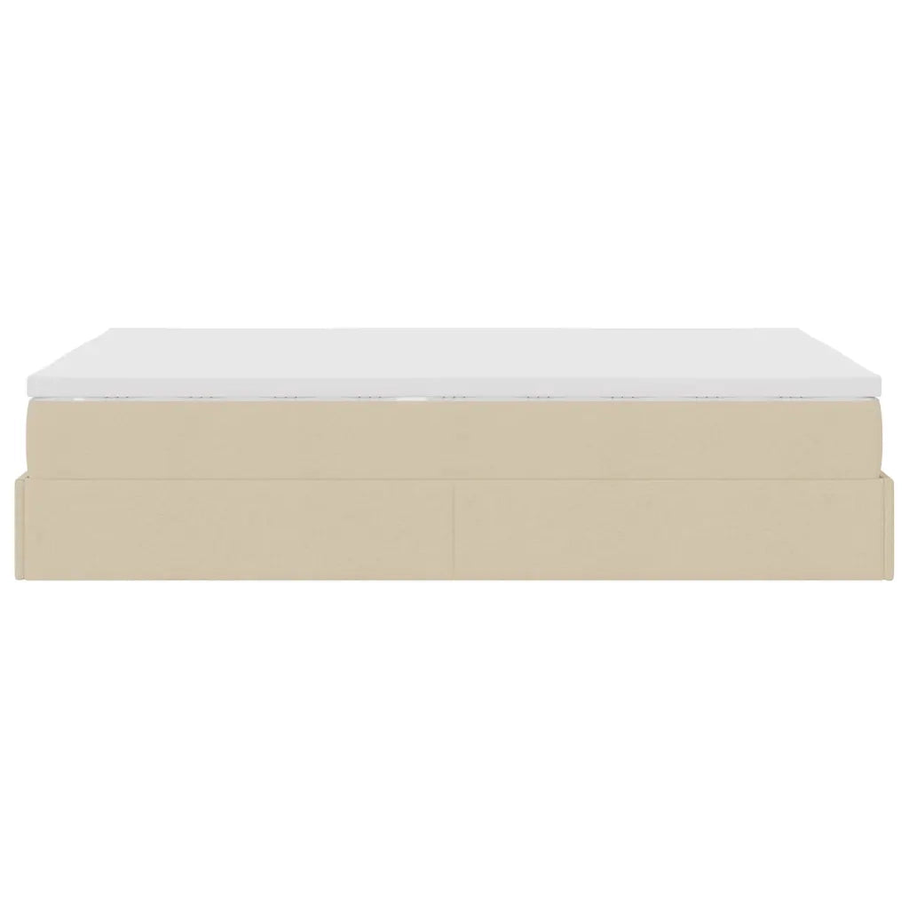 Struttura Letto Pouf con Materasso Crema 120x200 cm in Tessuto 3311104