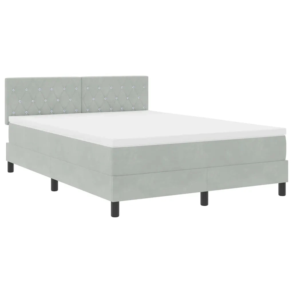 Letto a Sorgente LED con led Grigio chiaro 160 x 200 cm Velluto 3342596