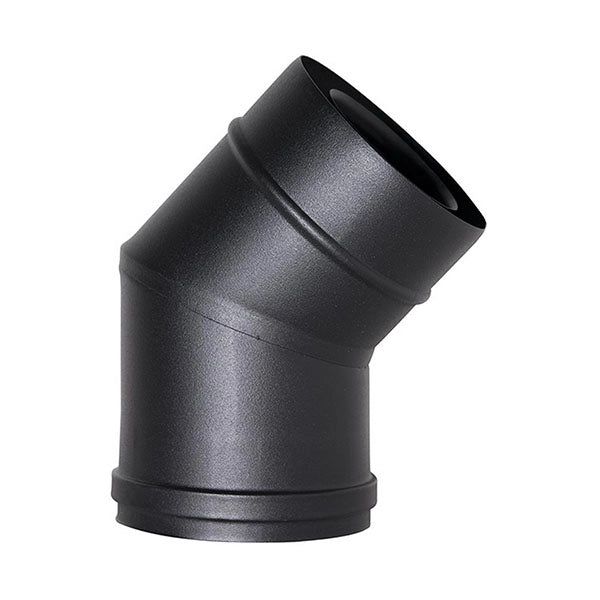 Curva 45 canna fumaria tubo coassiale nero D. 80/125  CE in acciaio 316 per stufa pellet  Made in Italy UNI 1856/2
