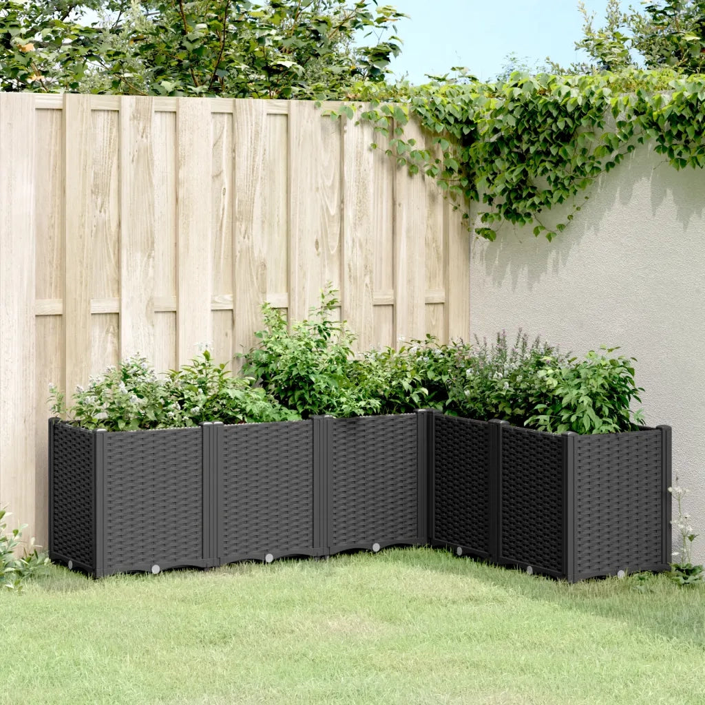 Fioriera | Cassetta per fiori | Vaso da Giardino Nera 160x120x53 cm in PP