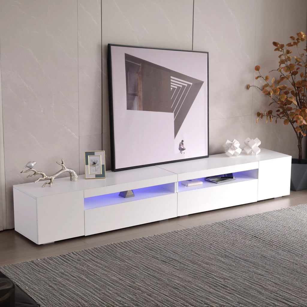 MOBILE TV 240 cm con LED variabile MDF Bianco