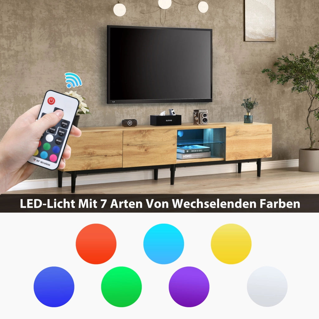 MOBILE TV LED 175x31x41 cm Rovere Chiaro in MDF