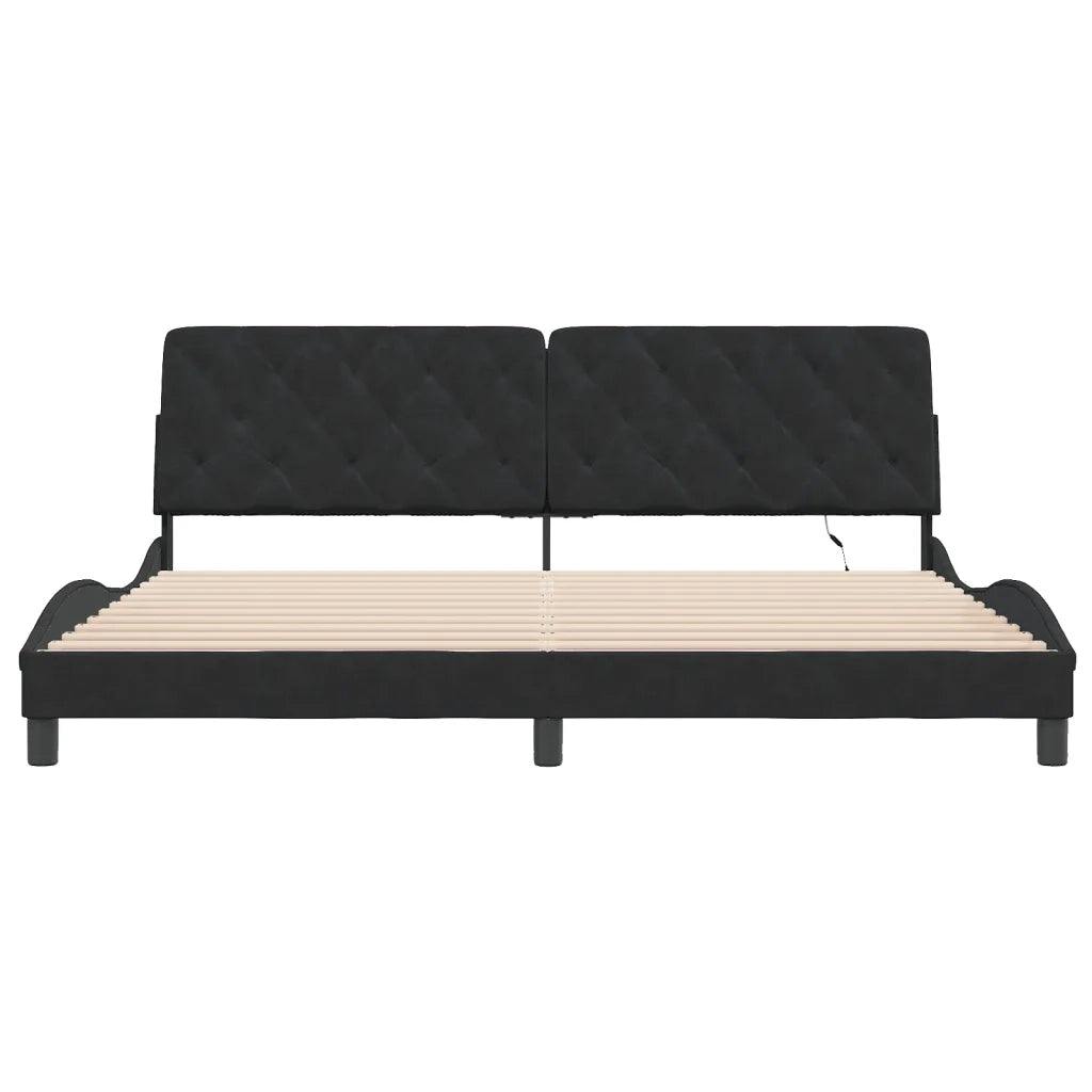 Giroletto con LED senza Materasso Nero 200x200 cm in Velluto 3213875