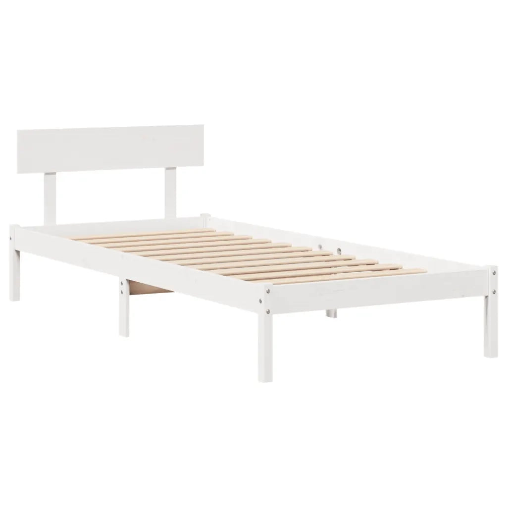 Letto singolo | Letto per adulti | Letto senza Materasso Bianco 90x190 cm in Legno Massello Pino