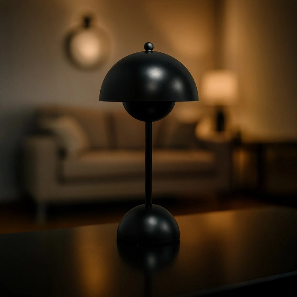 Lampada da tavolo nera sfera LED 3W touch USB-C Costa Milagro
