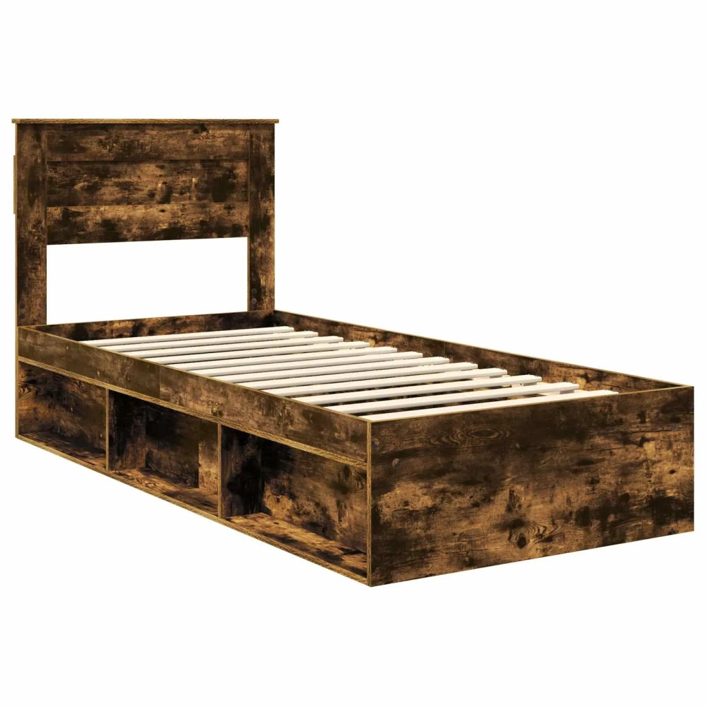Struttura del letto Rovere fumé 100 x 200 cm Pino massello