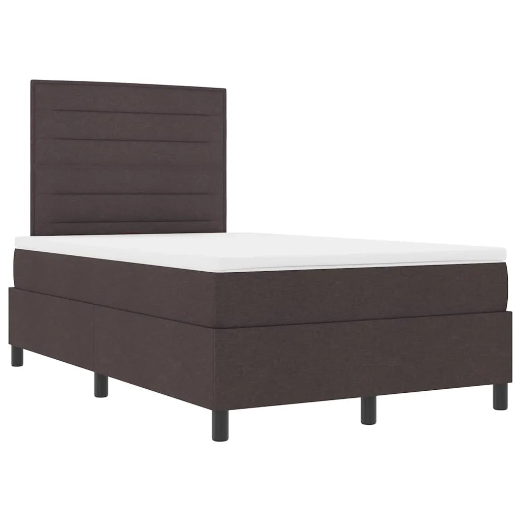 Letto a molle con materasso Marrone scuro 120 x 190 cm Tessuto