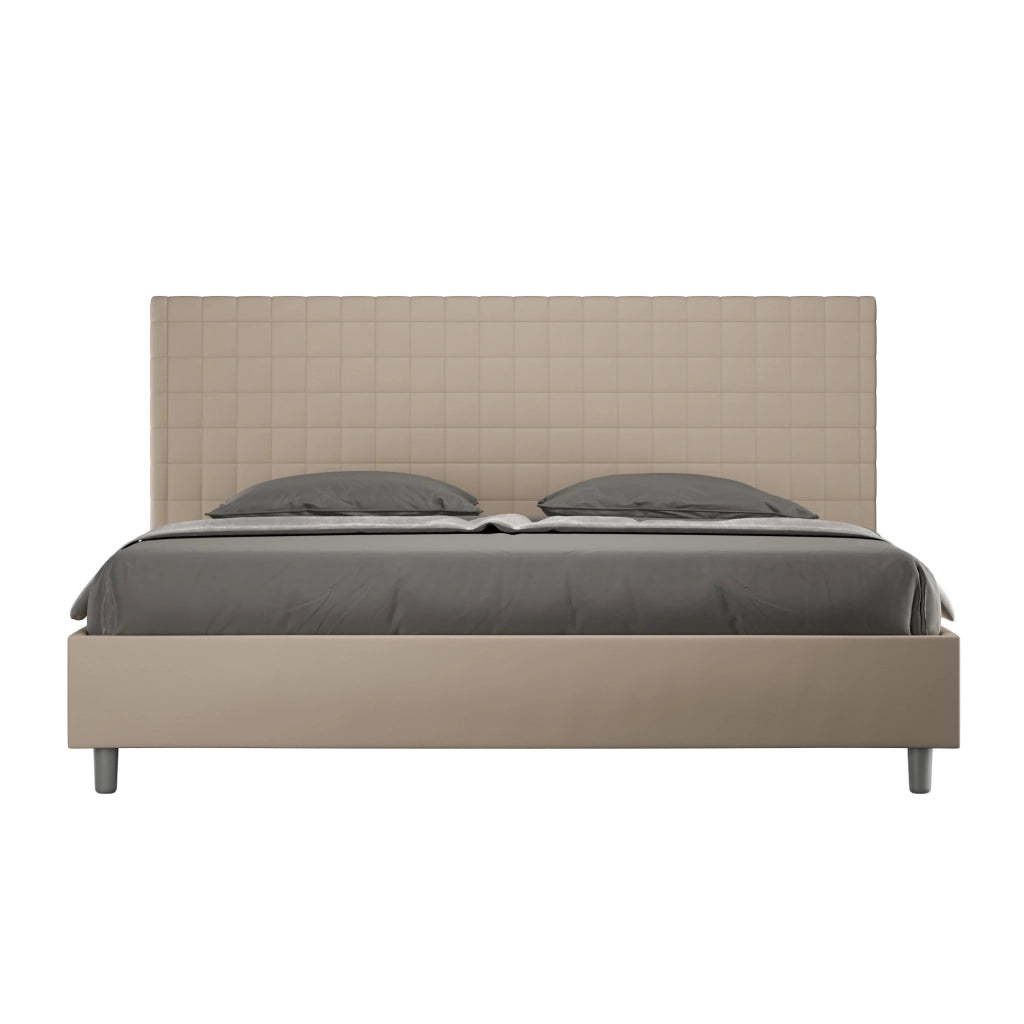 BS COM Letto matrimoniale king size con rete imbottito 190x200 similpelle tortora