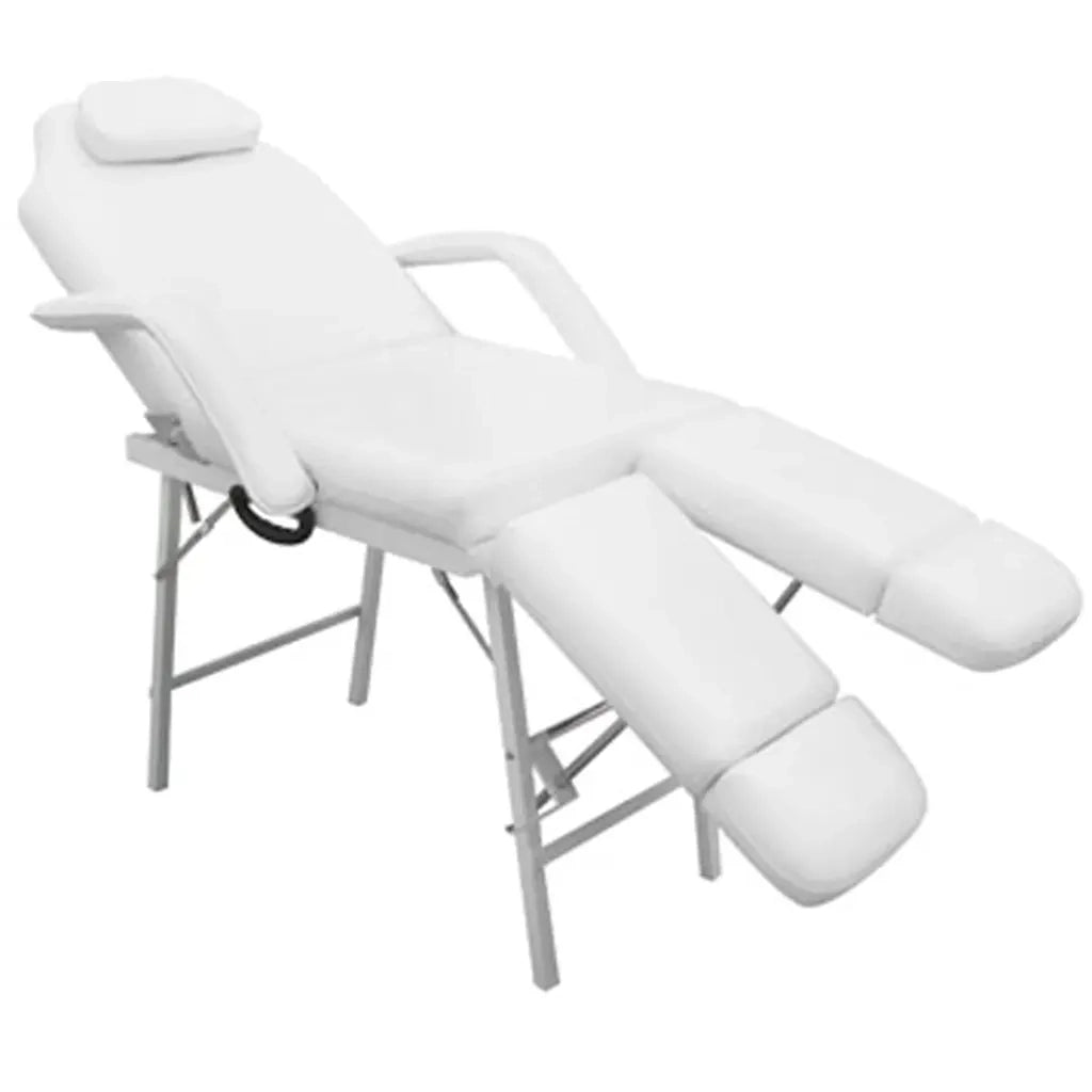 Lettino da Massaggio Portatile in Similpelle 185x78x76cm Bianco 110042